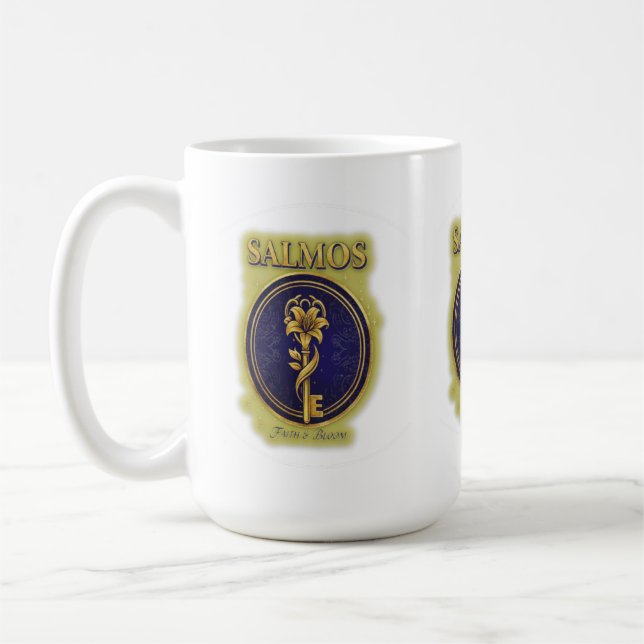 Caneca De Café Chave Dourada Mística & Flor: Design de Logo Elega (Esquerda)