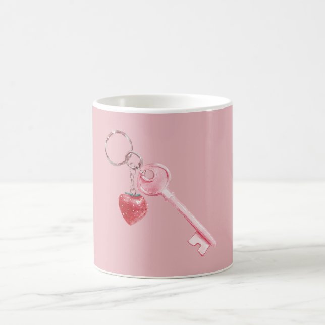 Caneca De Café Chave Morango Vermelho Rosa (Centro)