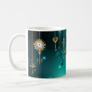 Caneca De Café Chaves de Esqueleto Anticas em Fundo Verde