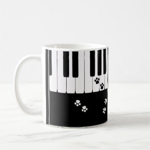 Caneca De Café Chaves de piano e patas de pés de gato