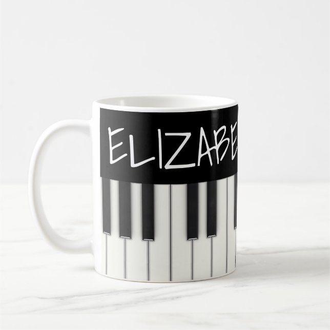 Caneca De Café Chaves de Piano Personalizadas (Esquerda)