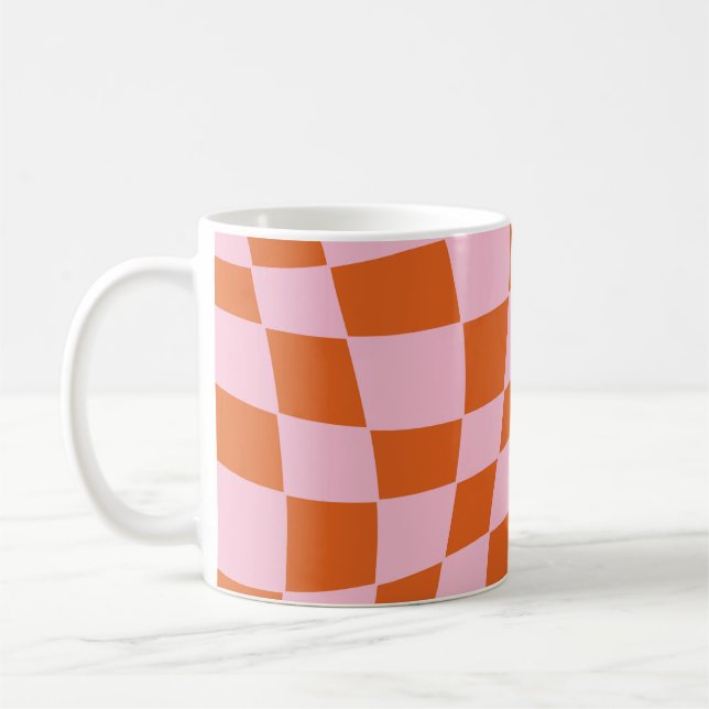 Caneca De Café Checkboard Psicodélica de Sobrecarga retroativa Y (Esquerda)