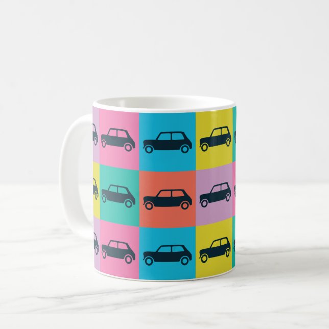 Caneca De Café Checkerboard Mini Cooper Moderno (Frente Esquerda)