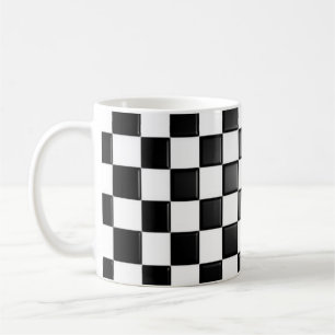 Caneca De Café Checkered preto e branco