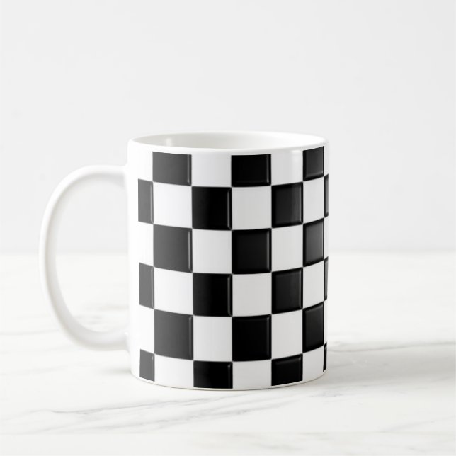 Caneca De Café Checkered preto e branco (Esquerda)