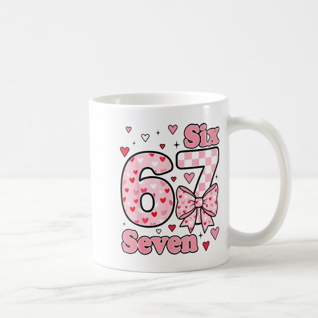 Caneca De Café Checkered Valentine Cute Six Seven 6 7 Meme Teens  (Direita)
