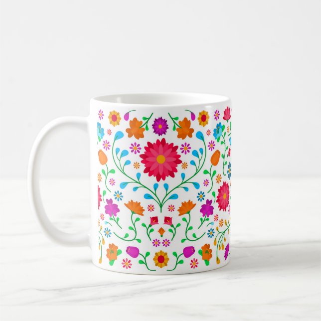 Caneca De Café Cheerful colourful folk art pattern  (Esquerda)