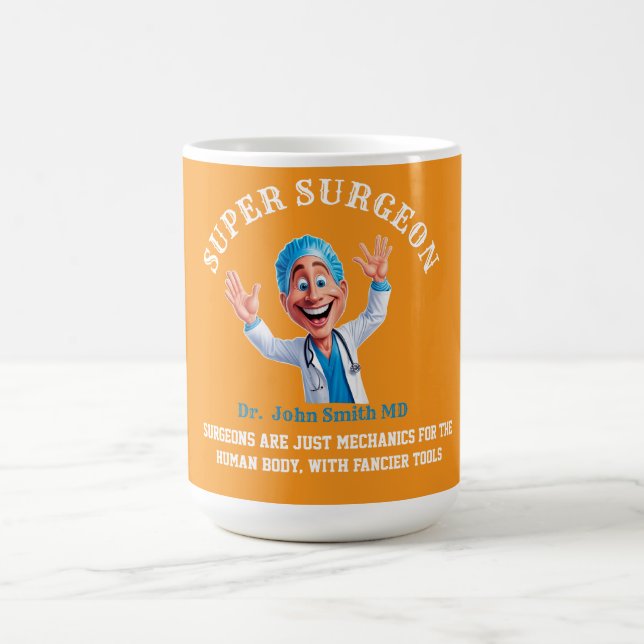 Caneca De Café Cheerful Surgeon Cartoon Art for Medical Heroes (Centro)
