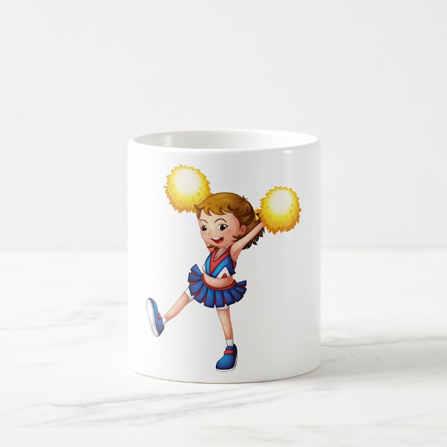 Caneca De Café Cheerleader Com Poms Amarelos (Criador carregado)