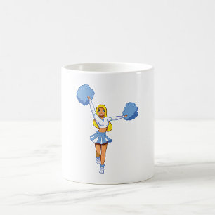 Caneca De Café Cheerleader Com Poms Azuis