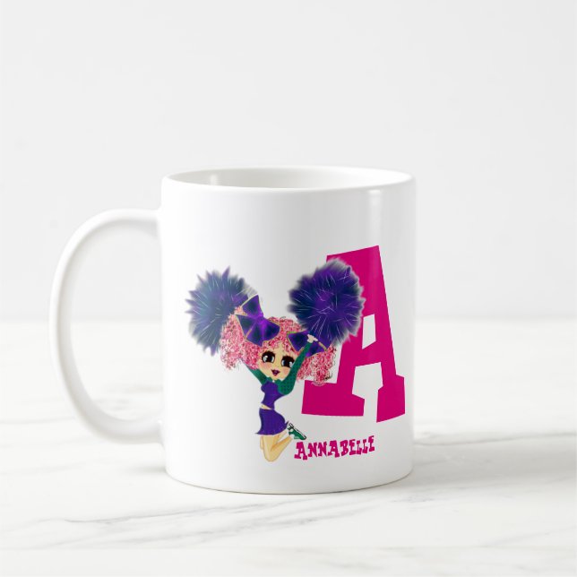 Caneca De Café Cheerleader de Meninas Personalizado Monograma Nom (Esquerda)