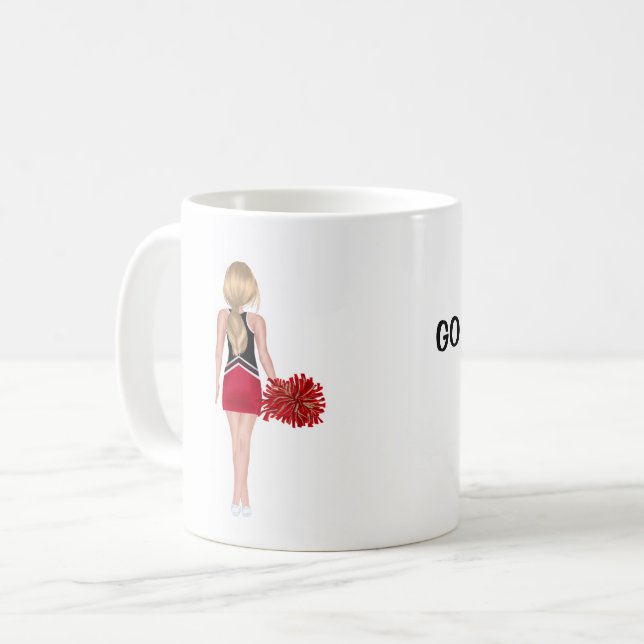Caneca De Café Cheerleader Vermelho e Preto Personalizado (Frente Esquerda)