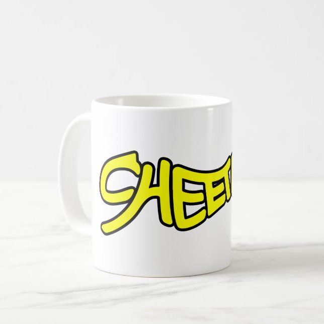 Caneca De Café Cheetah Graffiti Style Typography Bold Yellow (Frente Esquerda)