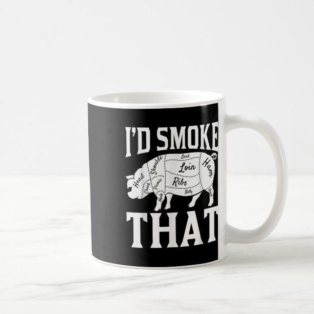 Caneca De Café Chef De Churrasco Engraçado Fumava Esse Bar Engraç (Direita)