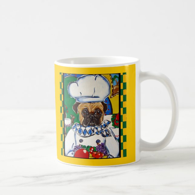Caneca De Café Chef de frutos do mar Pug (Direita)