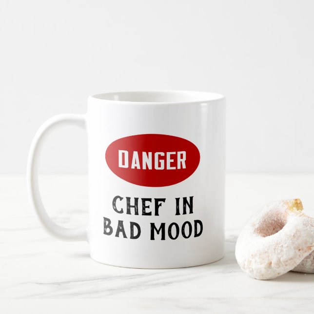 Caneca De Café Chef de perigo personalizável em mau humor (Com Donut)