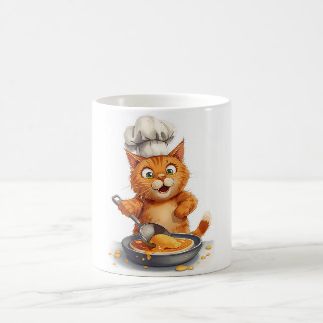 Caneca De Café Chef Gatinho Fofo Fazendo Panquecas  (Centro)