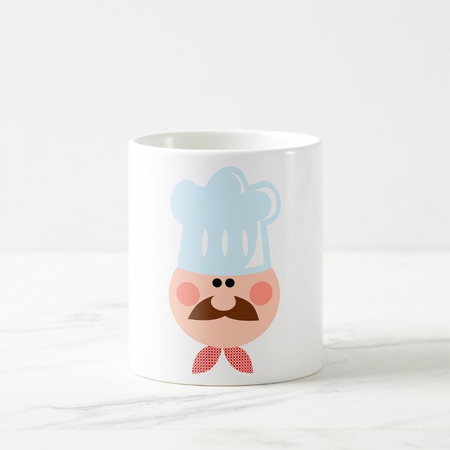 Caneca De Café Chef Italiano com Bigode e Chapéu (Criador carregado)