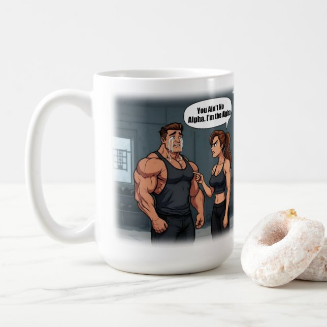 Caneca De Café Chefe Babe Engraçado Malhação Humor T-Shirt, Alfa  (Com Donut)