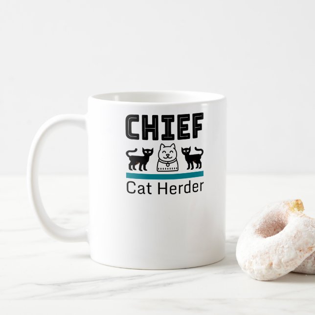 Caneca De Café Chefe Cat Herder Funny (Com Donut)