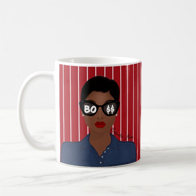 Caneca De Café Chefe Cifrões Adicionar Nome Afro-Americano (Esquerda)