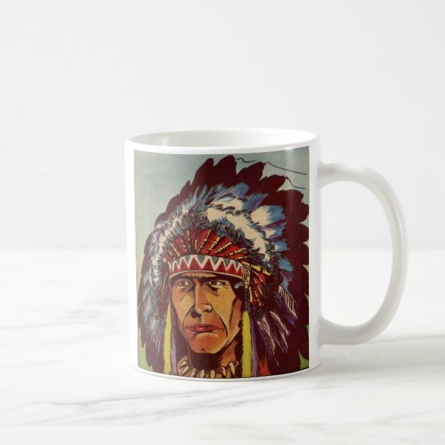 Caneca De Café Chefe de Endereço Nativo Americano (Direita)