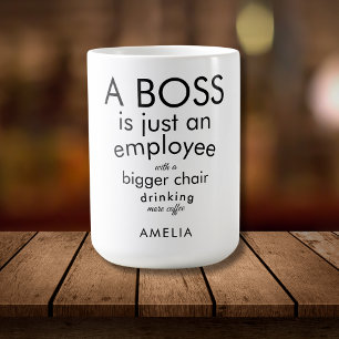 Caneca De Café Chefe Engraçado Citação Humor Typhografia Personal