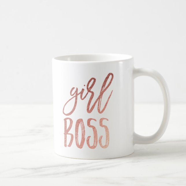 Caneca De Café Chefe Garota | Rosa Dourado Café Mug (Direita)
