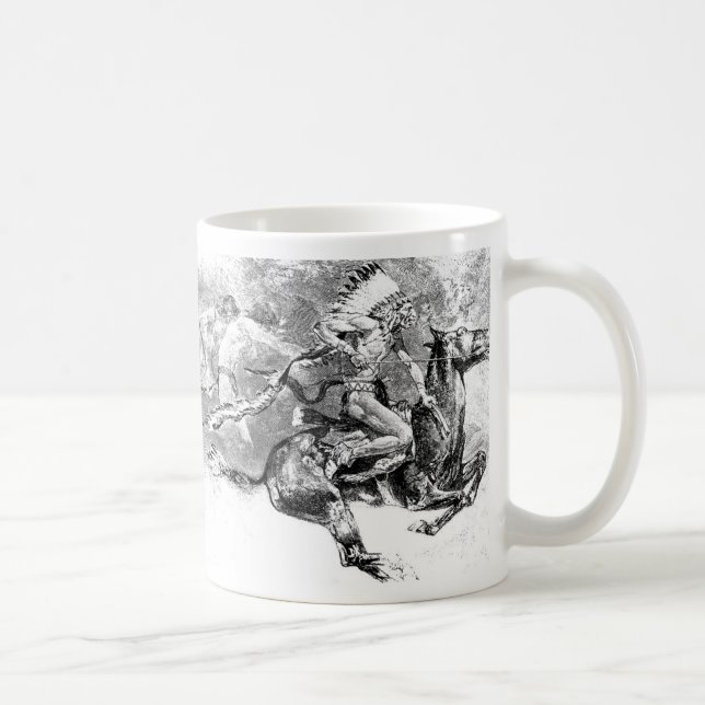 Caneca De Café Chefe indiano que carrega no cavalo: Oeste (Direita)