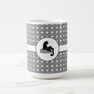 Caneca De Café Chefe Lady Black Cat e Flores de Padrão
