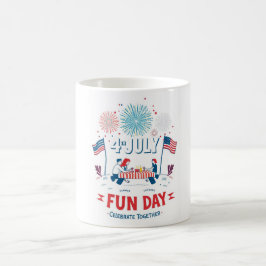 Caneca De Café Cheio de 4 de julho Mug - Picnic de cartum e fogos