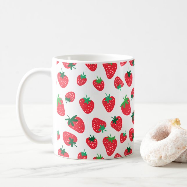 Caneca De Café Cheio de Morangos (Com Donut)