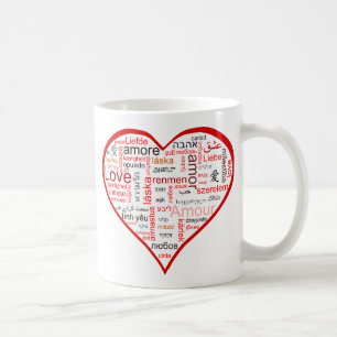 Caneca De Café Cheio vermelho do coração do amor em muitas