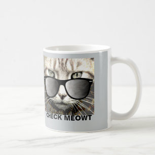 Caneca De Café Cheque Meowt, Cat Coffee Mug,