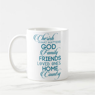Caneca De Café Cherish O Que Importa Teal