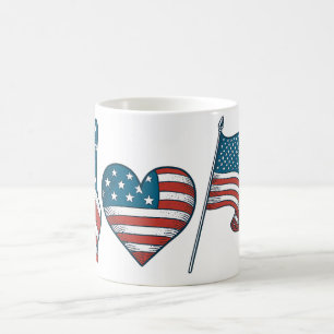 Caneca De Café Cherry American Flag Coquette 4 de julho