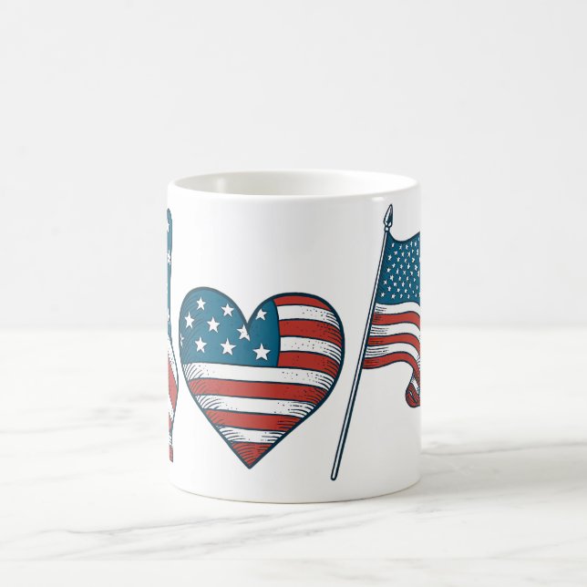 Caneca De Café Cherry American Flag Coquette 4 de julho (Centro)