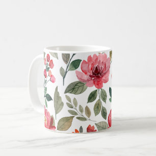 Caneca De Café Cherry Berry Modern Watercolor Padrão Floral
