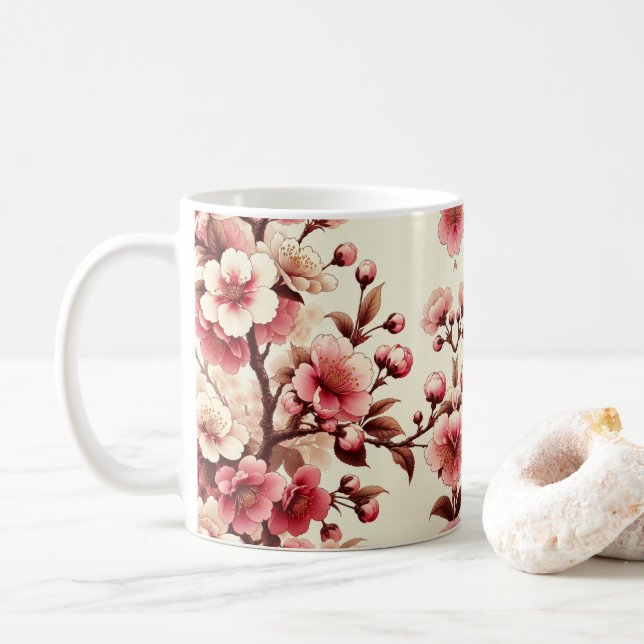 Caneca De Café Cherry Blossom (Com Donut)