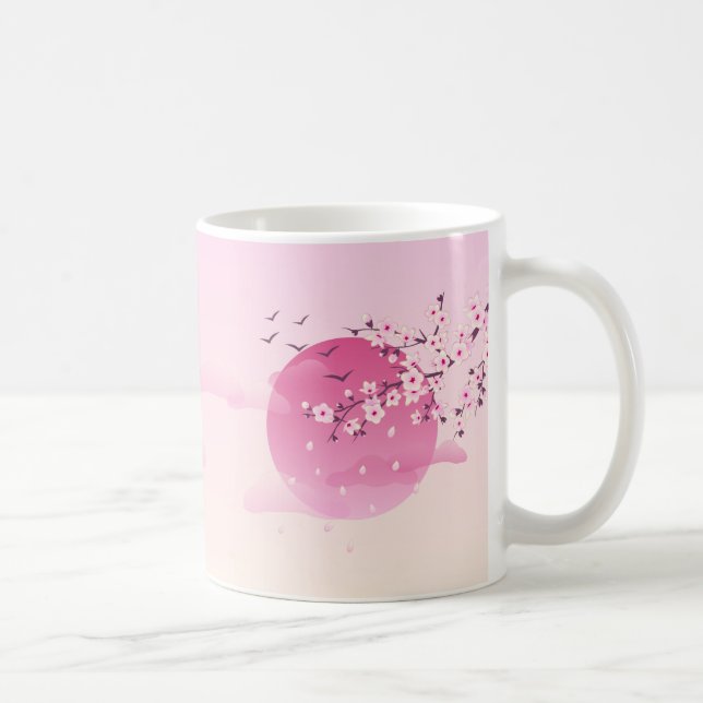 Caneca De Café Cherry Blossom Ascensão Sun Rosa Floral Girassol (Direita)