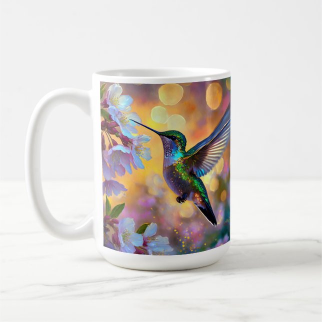 Caneca De Café Cherry Blossom Fantasy Hummingbird (Esquerda)
