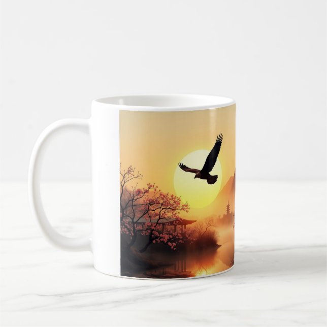 Caneca De Café Cherry Blossom Sunset Eagle Coffee Mug (Esquerda)