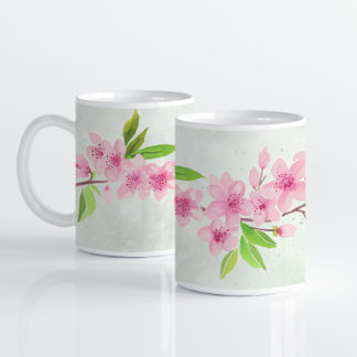 Caneca De Café Cherry Blossom Watercolor