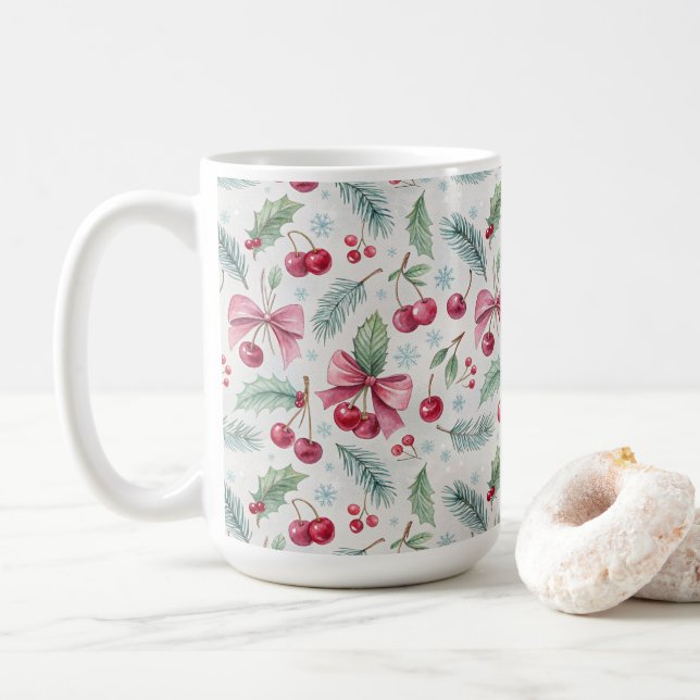Caneca De Café Cherry Christmas (Com Donut)