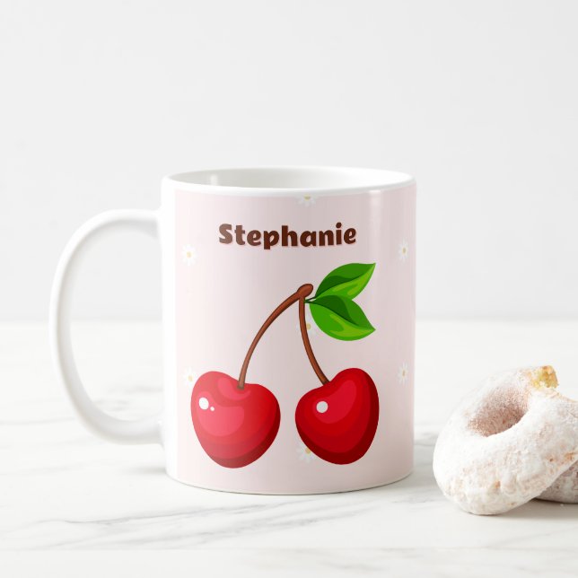 Caneca De Café Cherry Sweet Birthday (Com Donut)