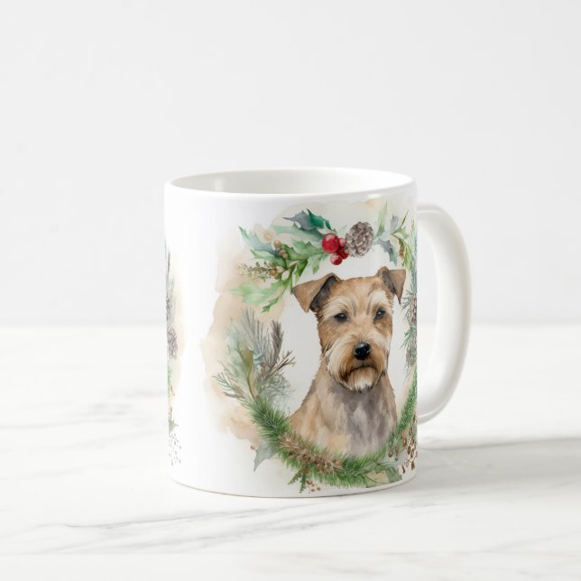 Caneca De Café Chesapeake Bay Terrier Wreath de Natal Festivo (Frente Esquerda)