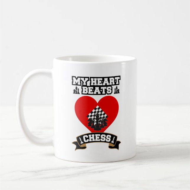 Caneca De Café Chess Hearts Strategy Game Love Passion (Esquerda)
