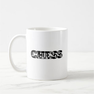 Caneca De Café Chess Word Black Letters White Pieds Creative