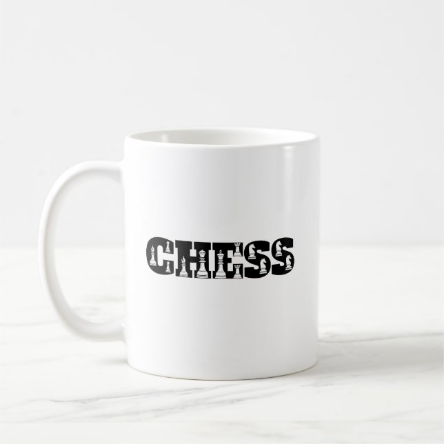 Caneca De Café Chess Word Black Letters White Pieds Creative (Esquerda)