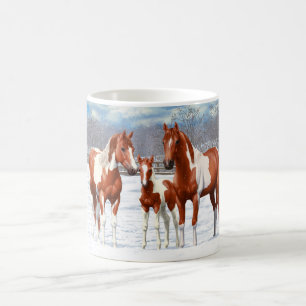 Caneca De Café Chestnut Pinto Sorrel Paint Quarter Hors Em Neve